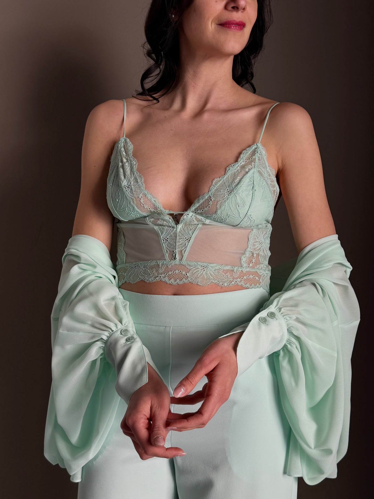 Top in pizzo Light Aqua