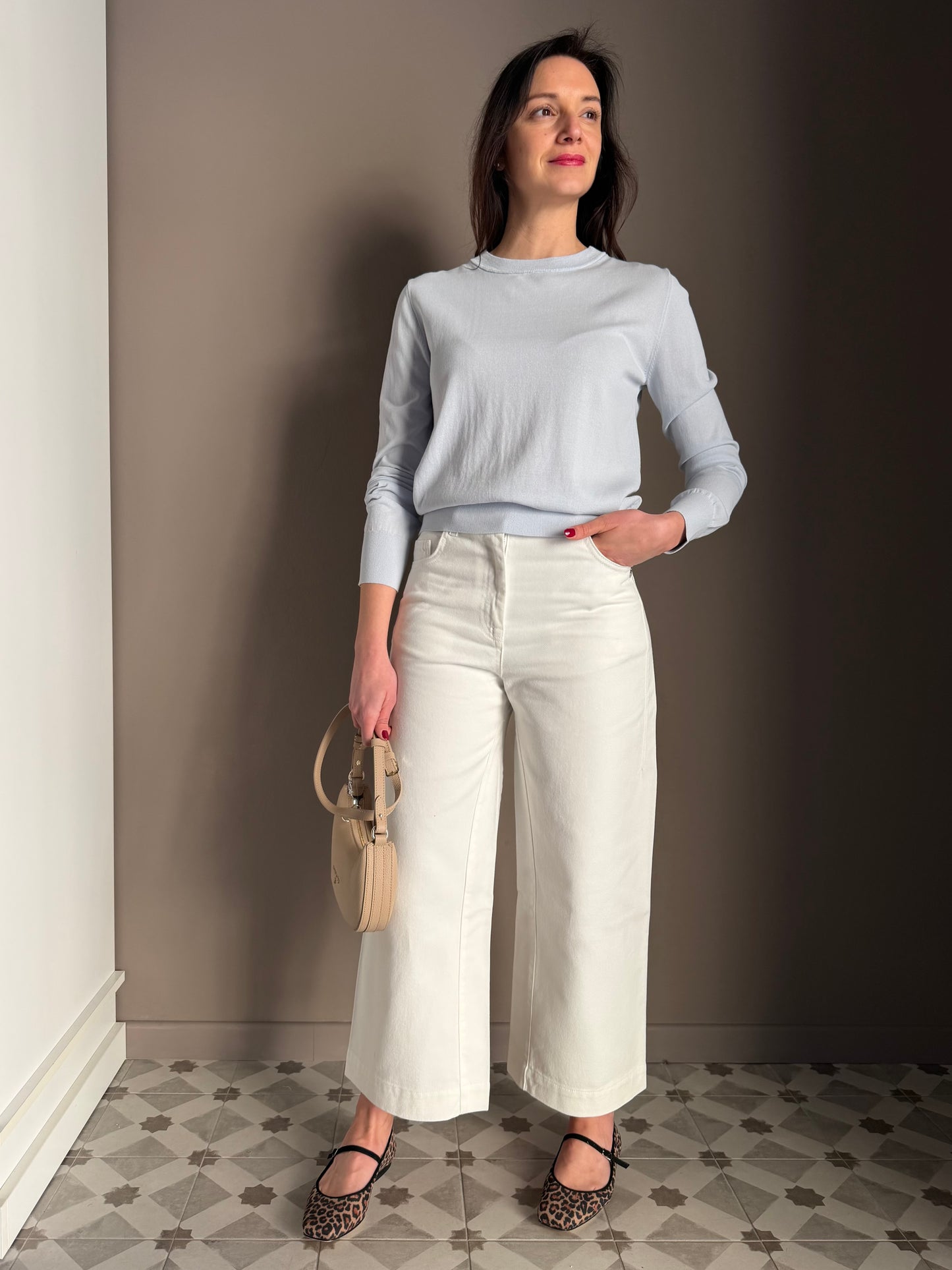 Maglia girocollo in cotone Lagon Blu