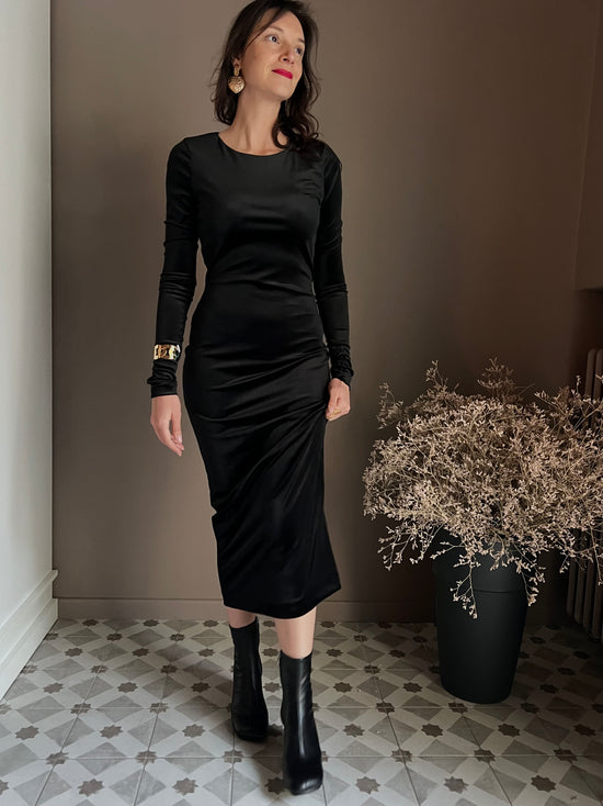 Abito lungo in velluto nero