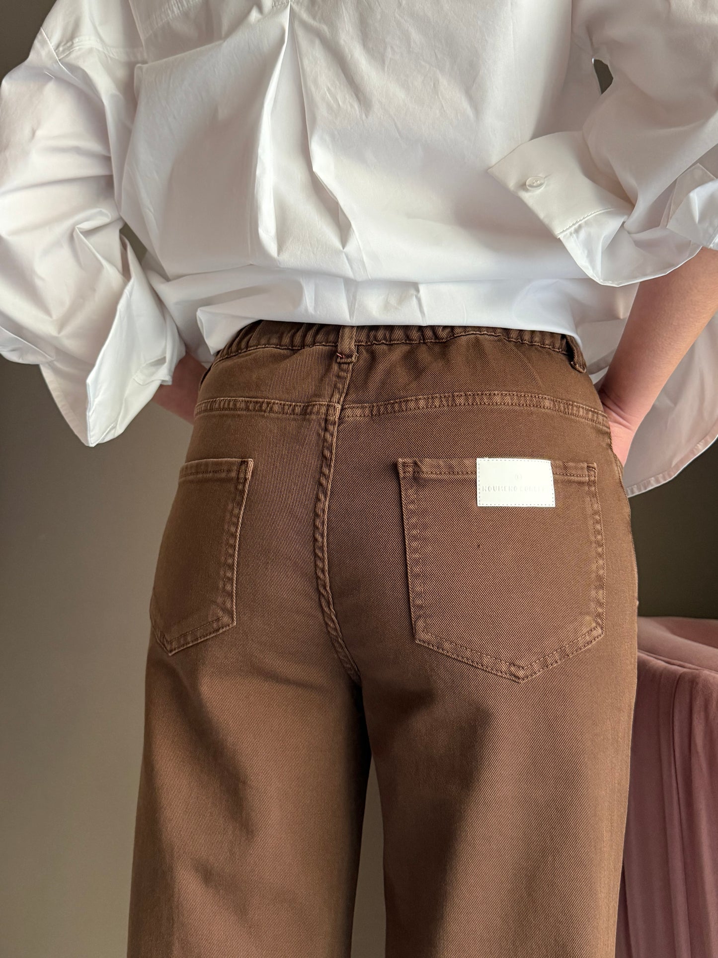 Pantalone straight in drill di cotone