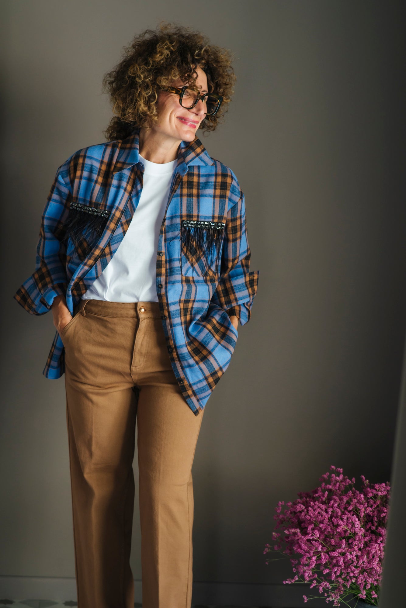 Camicia tartan over con dettagli