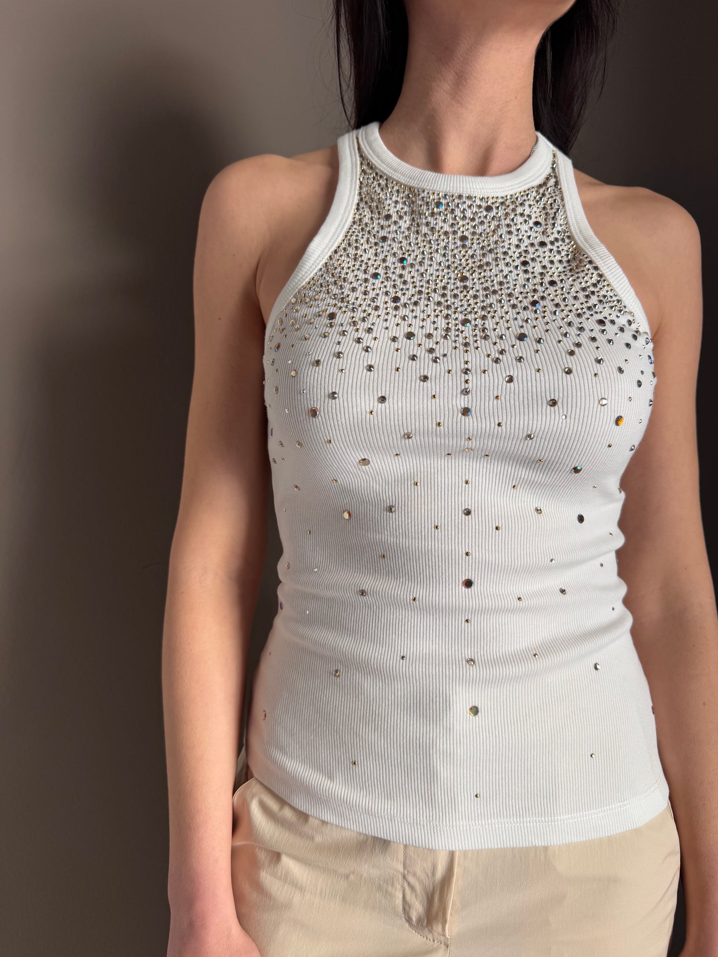 Canotta a Costine con Cascata di Strass – Patrizia Pepe