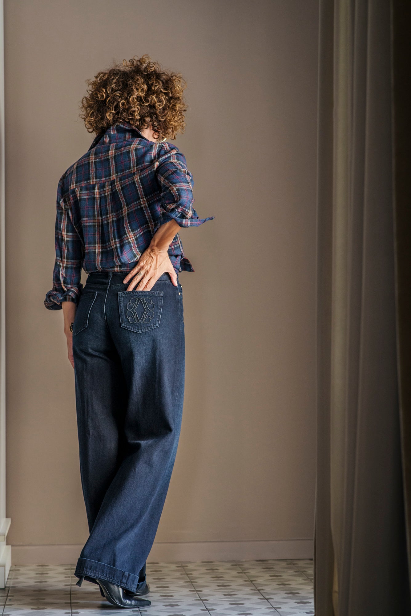 Pantalone denim Nenette blu notte