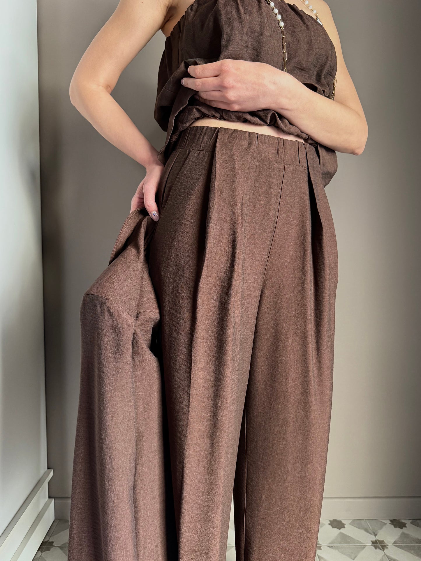 Pantalone Wide-Leg So Allure – cioccolato