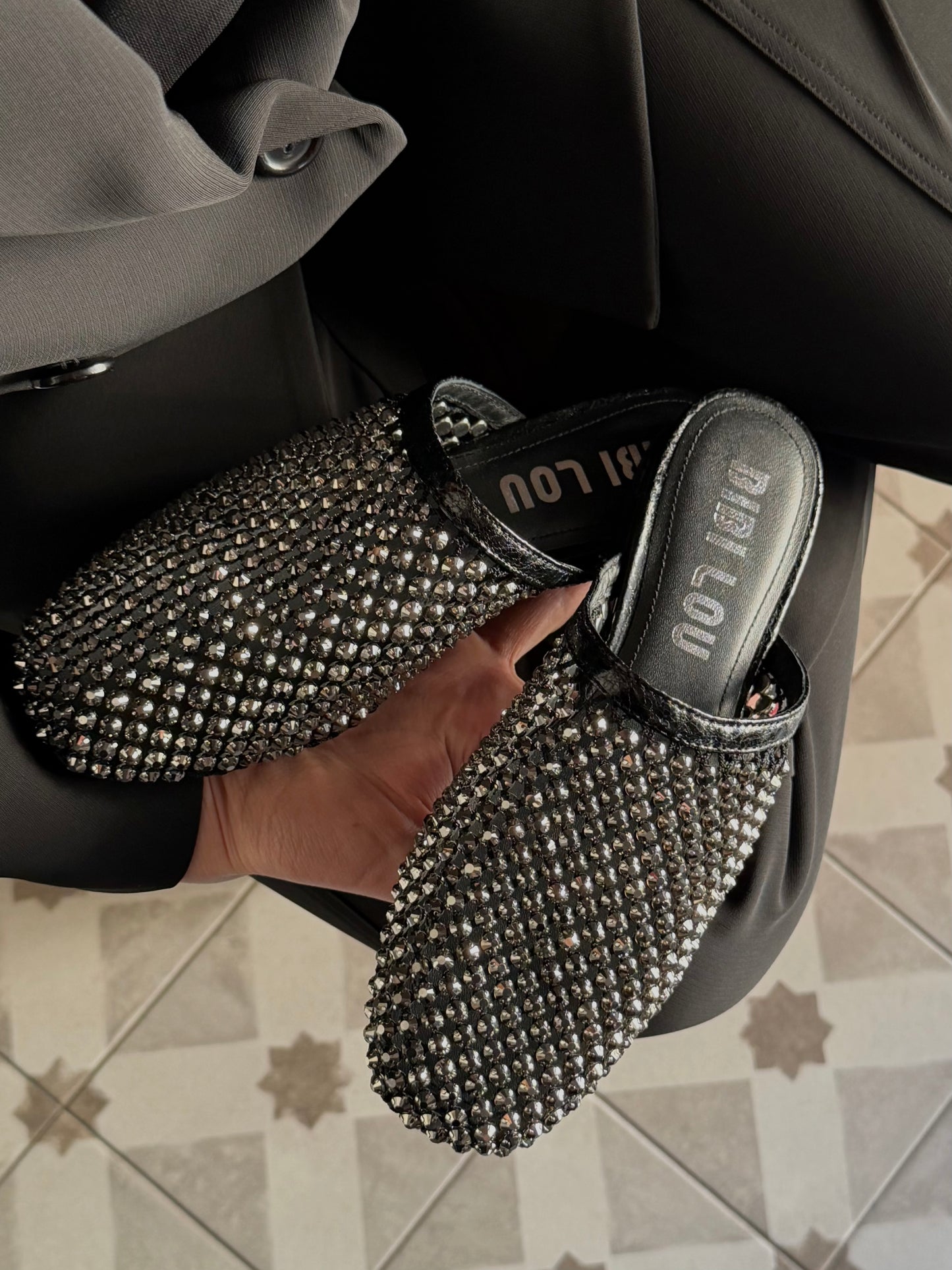 Mules flat in rete metallica