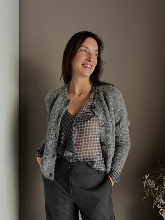 Camicia in seta e viscosa a quadretti