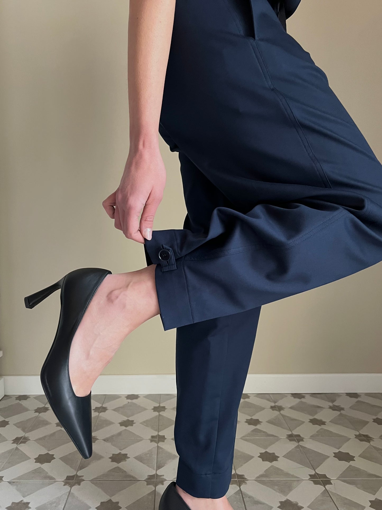 Pantalone in gabardine di cotone blu