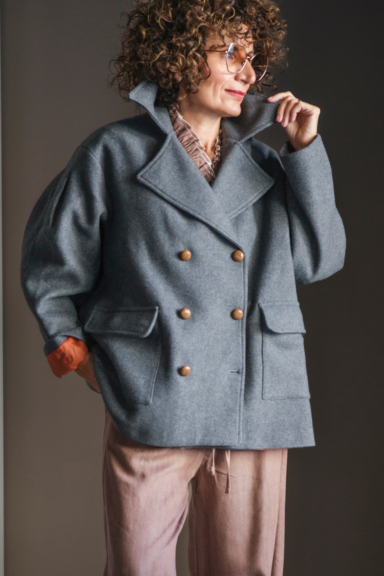 Caban oversize grigio