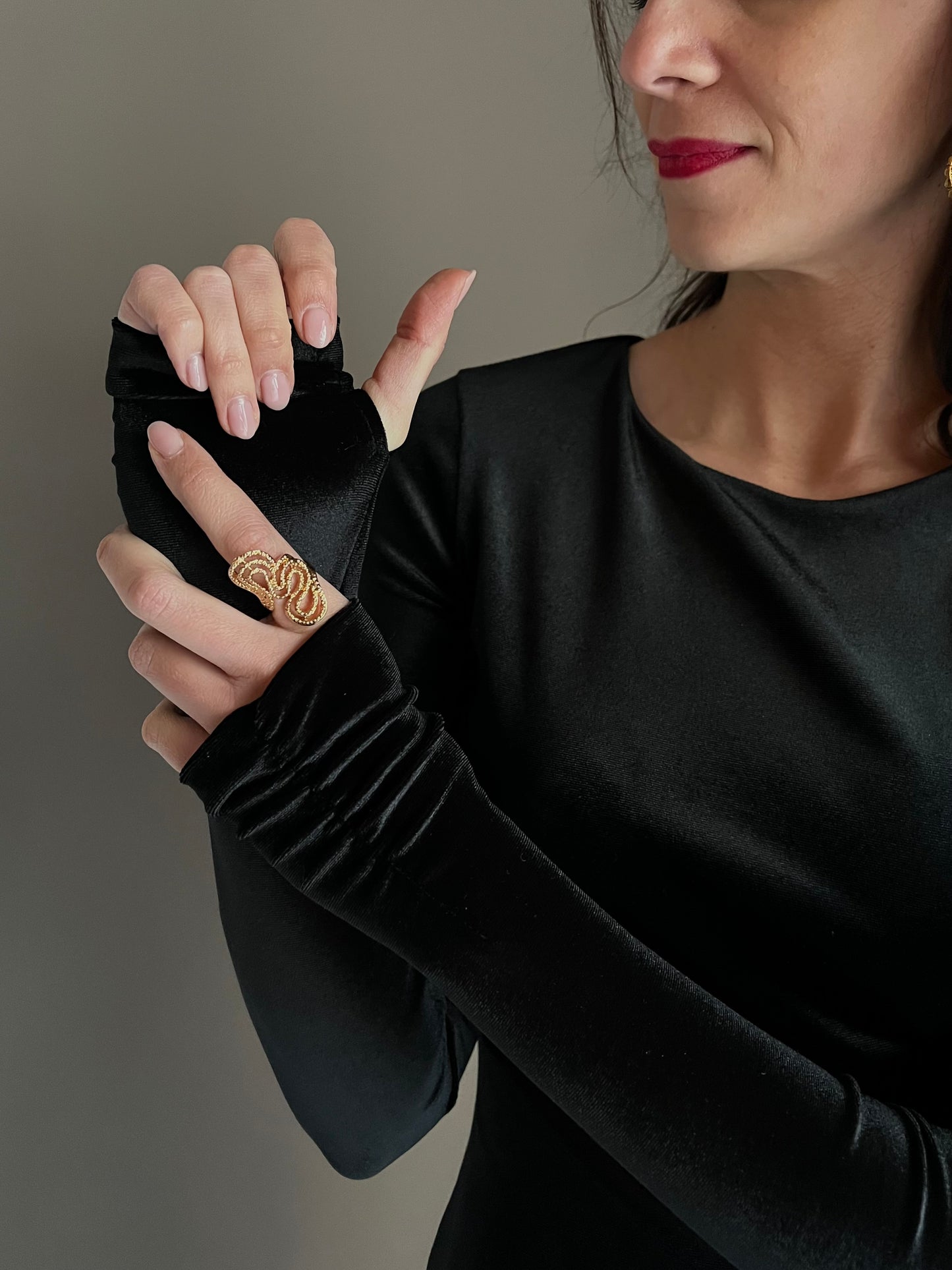 Abito lungo in velluto nero