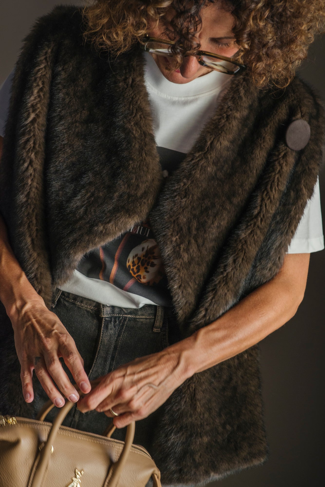 Gilet in ecopelliccia moro