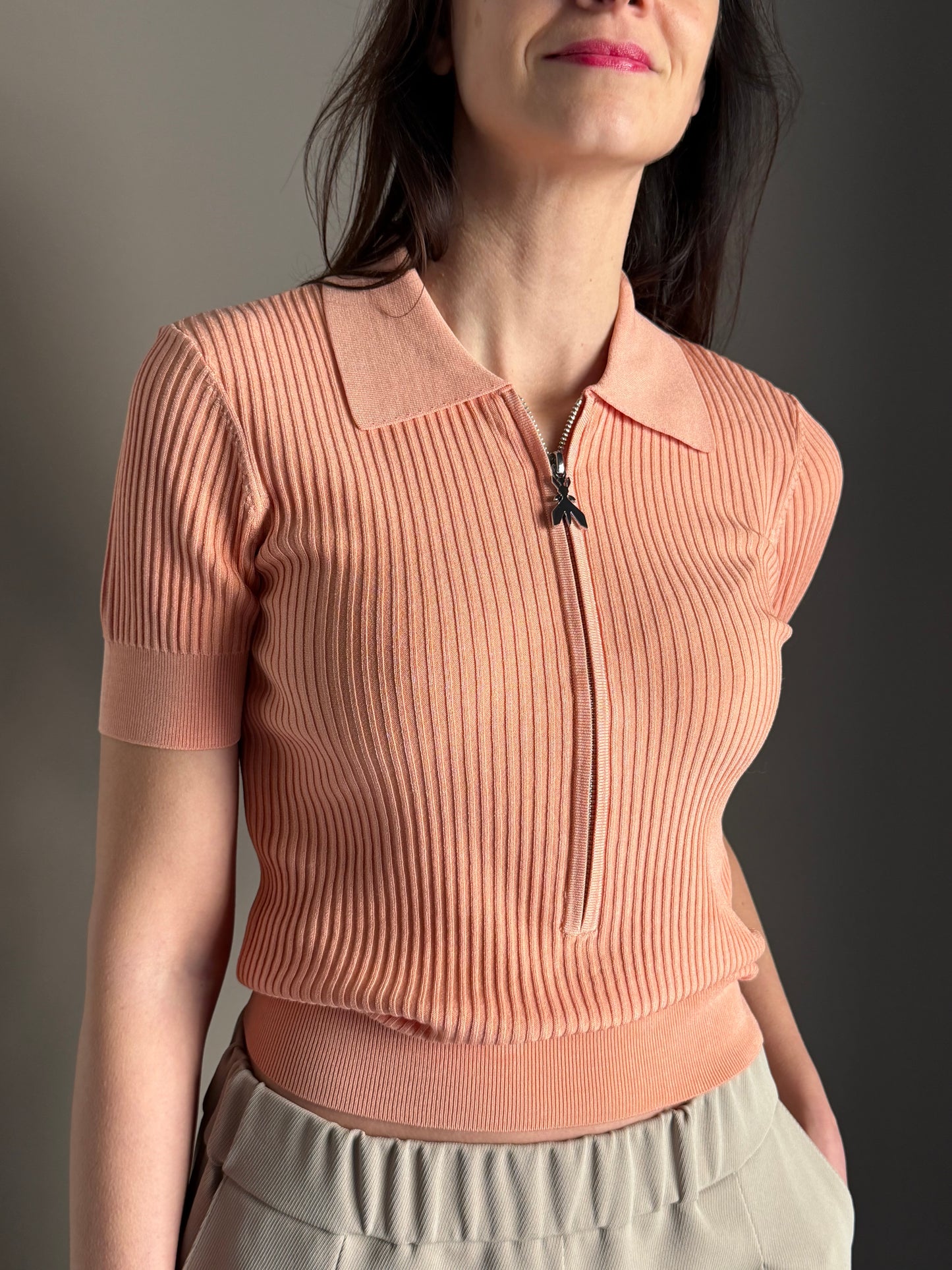 Polo in maglia a costine