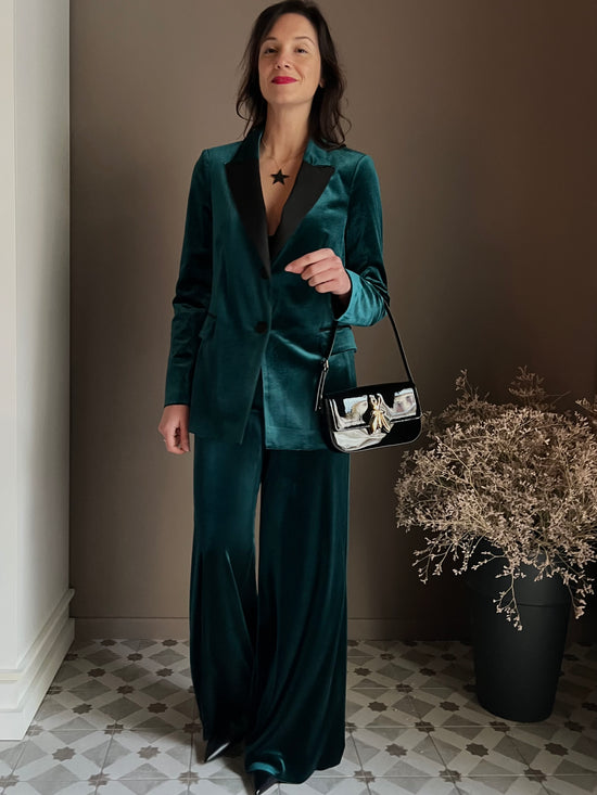 Giacca in velluto Gree con rever a contrasto