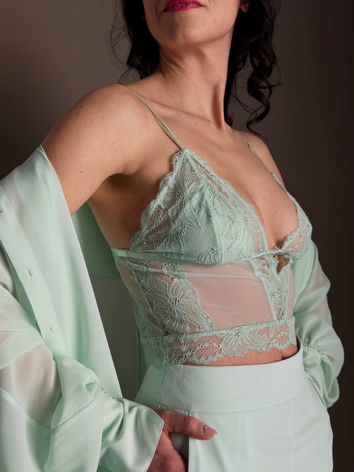 Top in pizzo Light Aqua