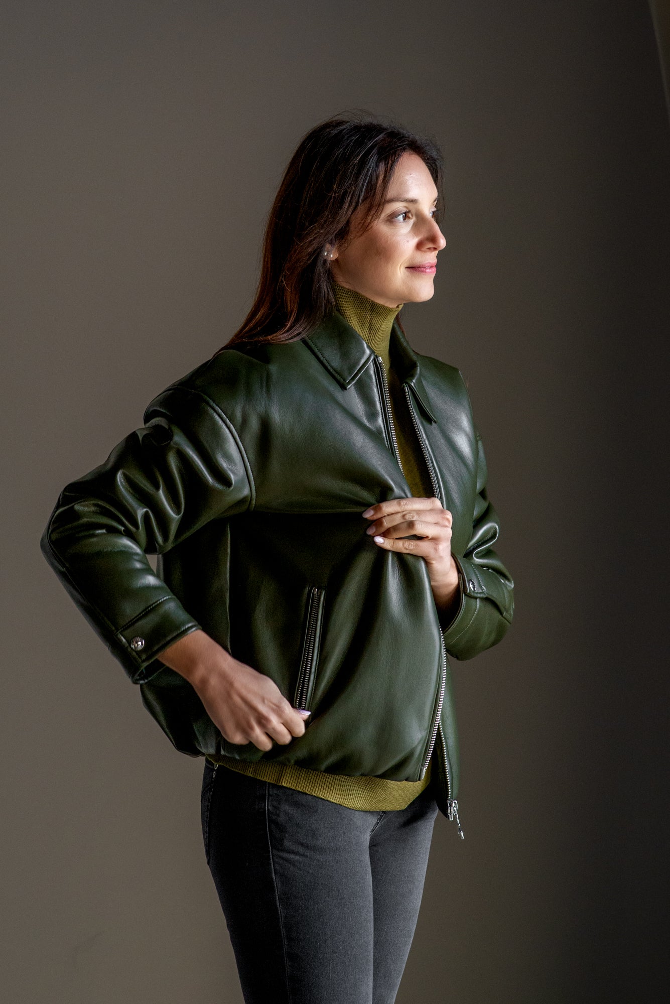 Bomber in similpelle Verde Patrizia Pepe
