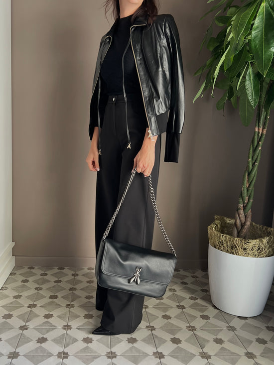 Borsa a spalla Fly media in pelle con catena