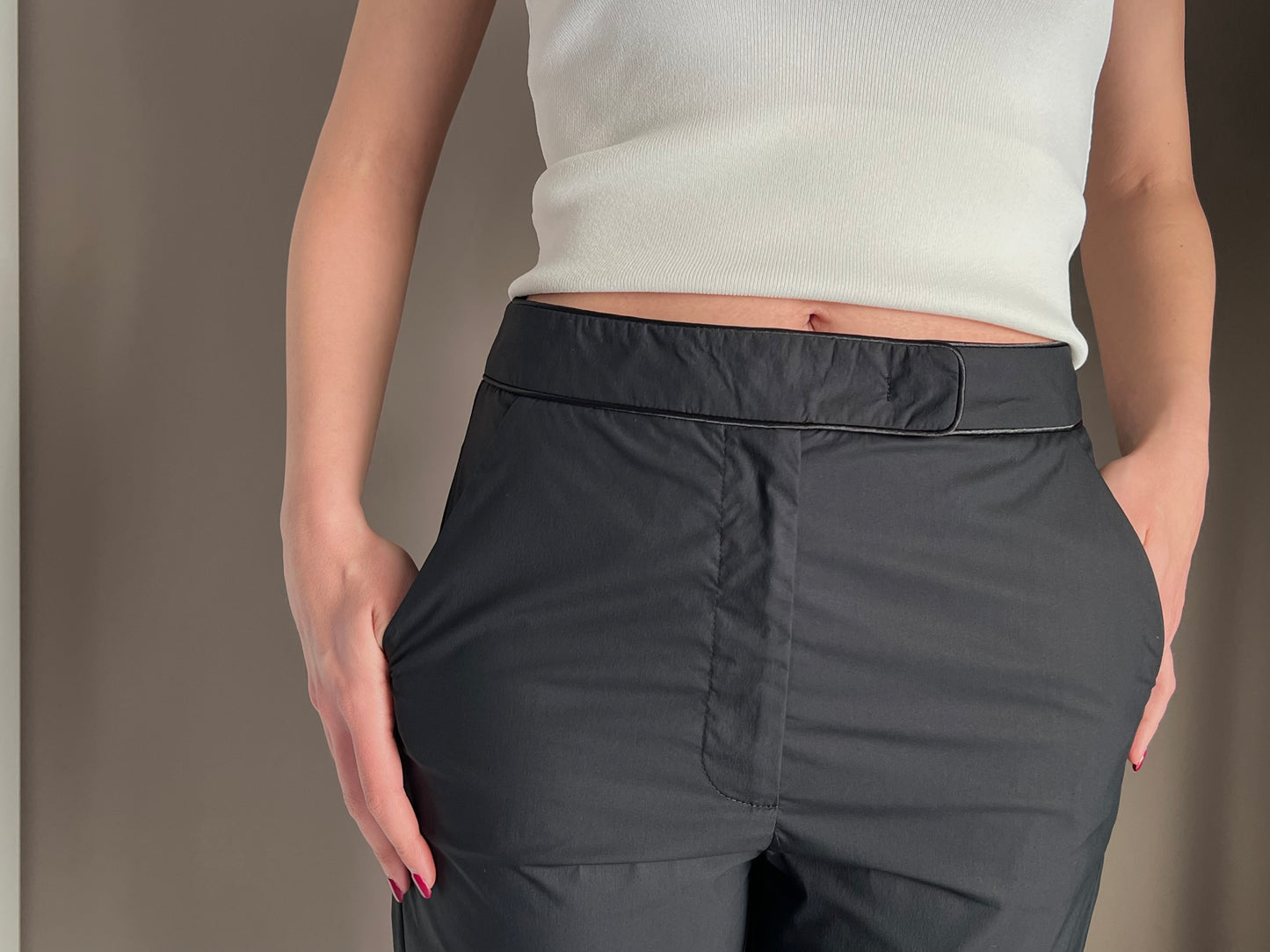 Pantalone a sigaretta misti cotone nero