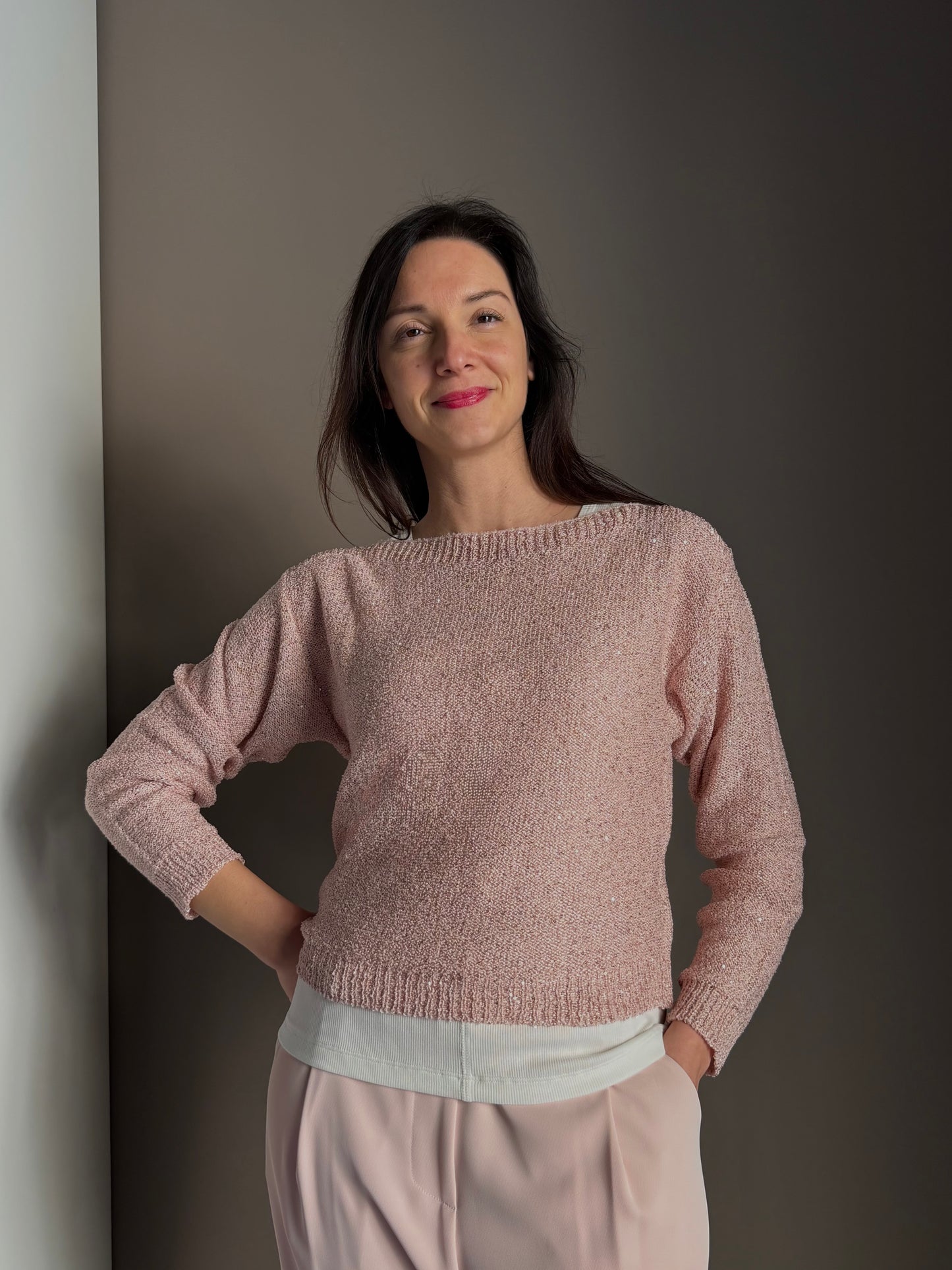 Maglia con micro paillettes