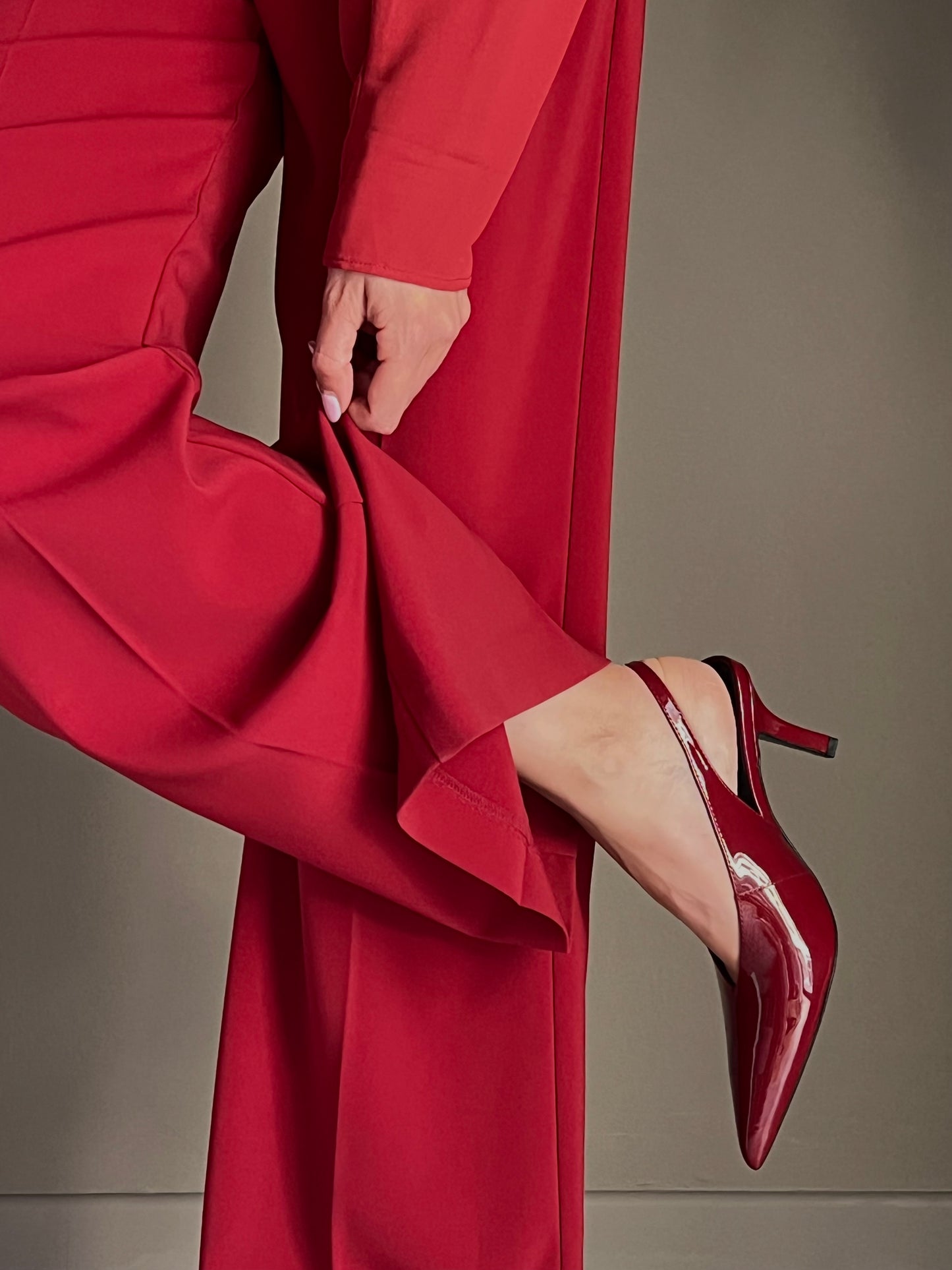 Slingback in vernice glossy Red