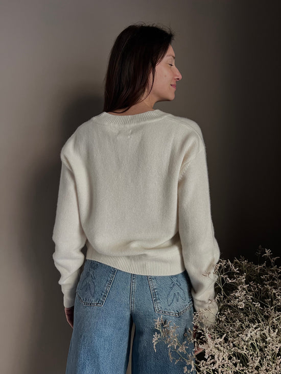 Maglia scollo a V in 100% cashemire milk