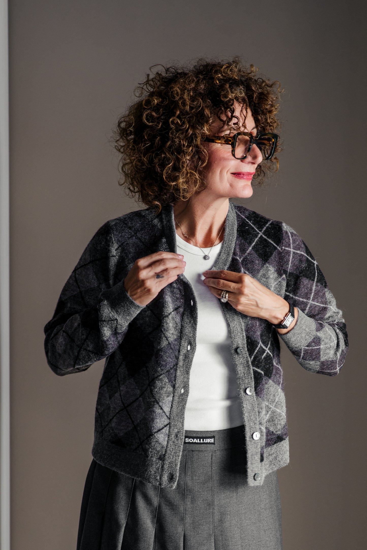 Cardigan Argyle grigio Alessia Santi