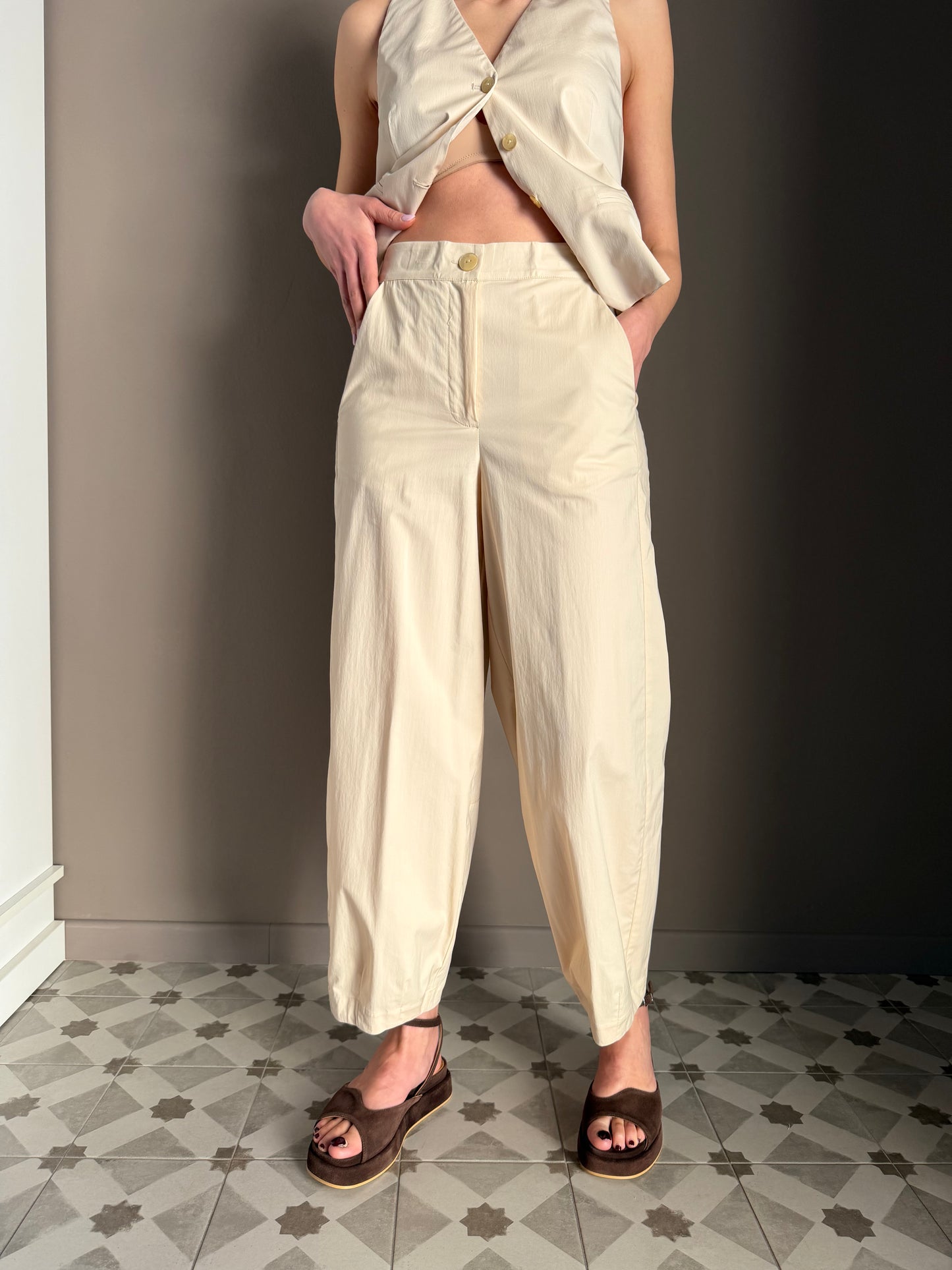 Pantalone “Balloon” Cotone beige