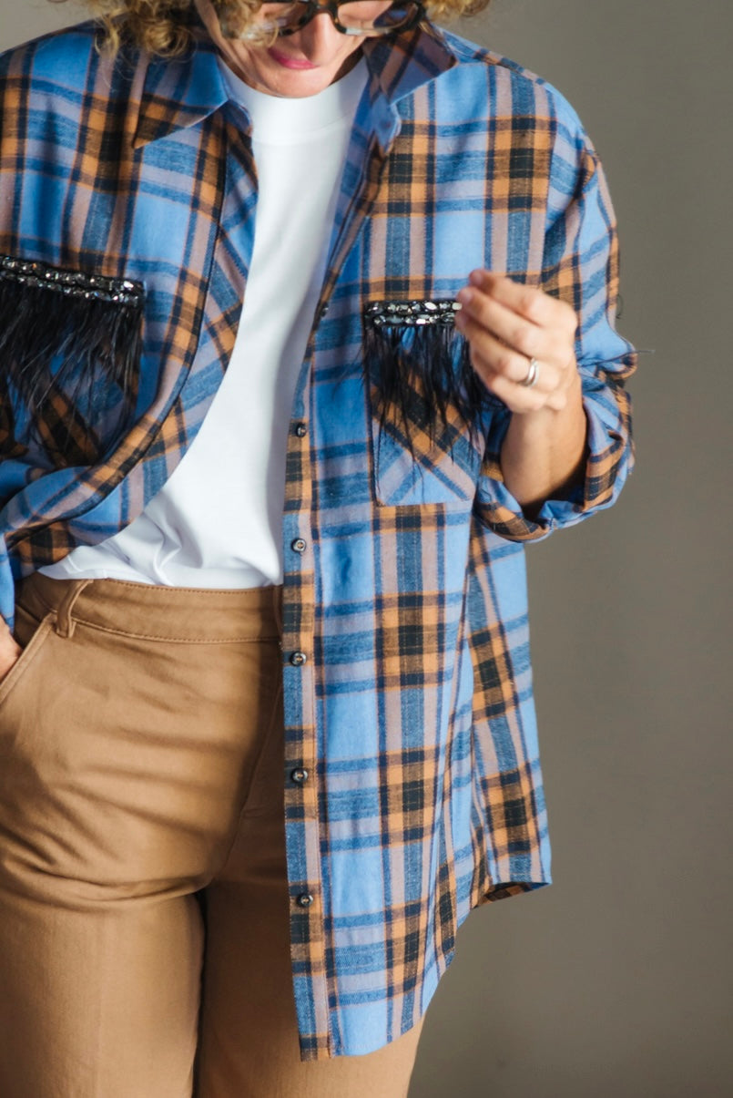 Camicia tartan over con dettagli