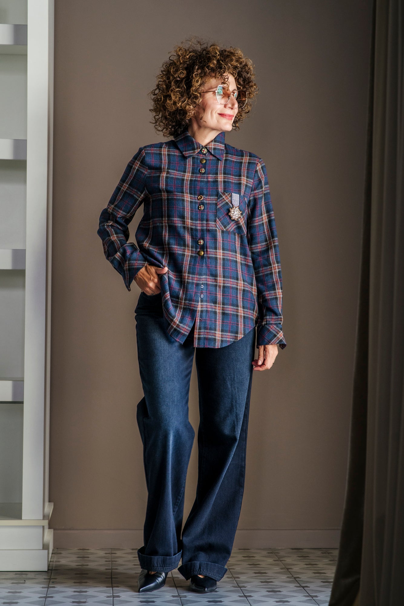 Camicia in flanella tartan blu