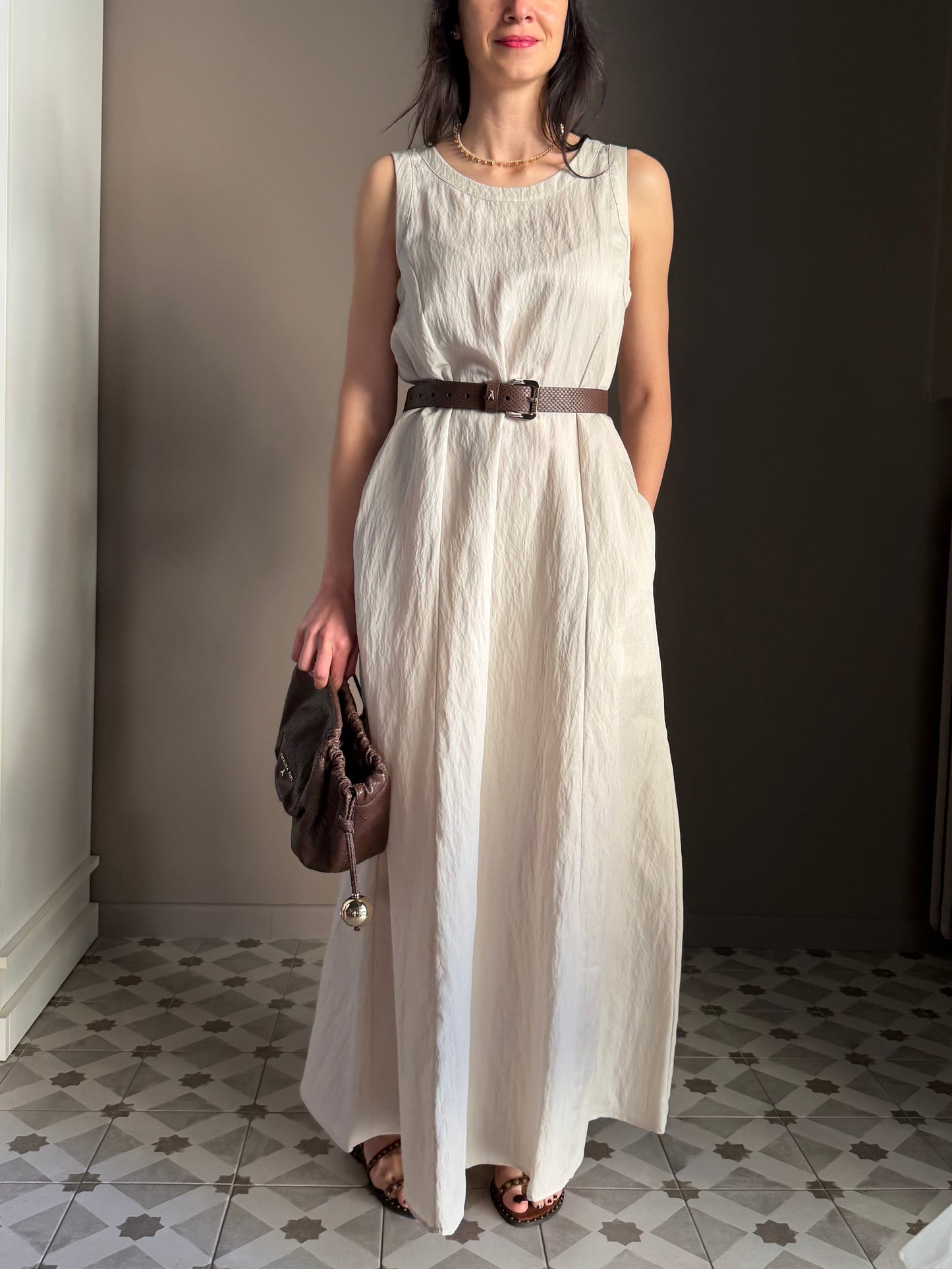 Vestito Lungo in Tessuto Strutturato – Alessia Santi
