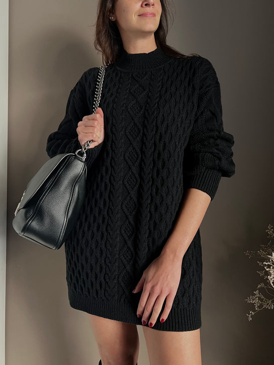 Mini abito lavorazione treccia in misto lana