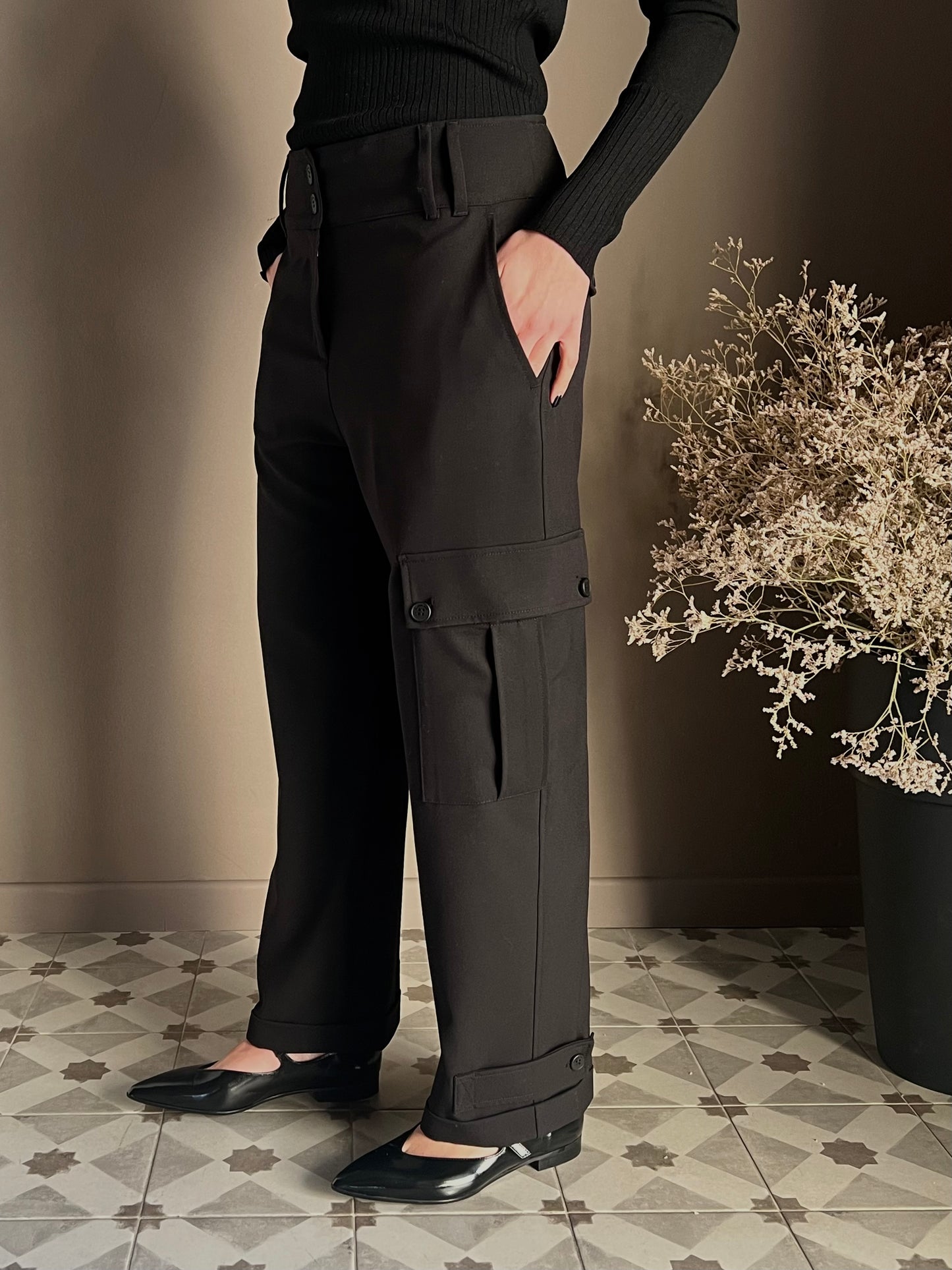 Pantalone cargo nero Alessia Santi