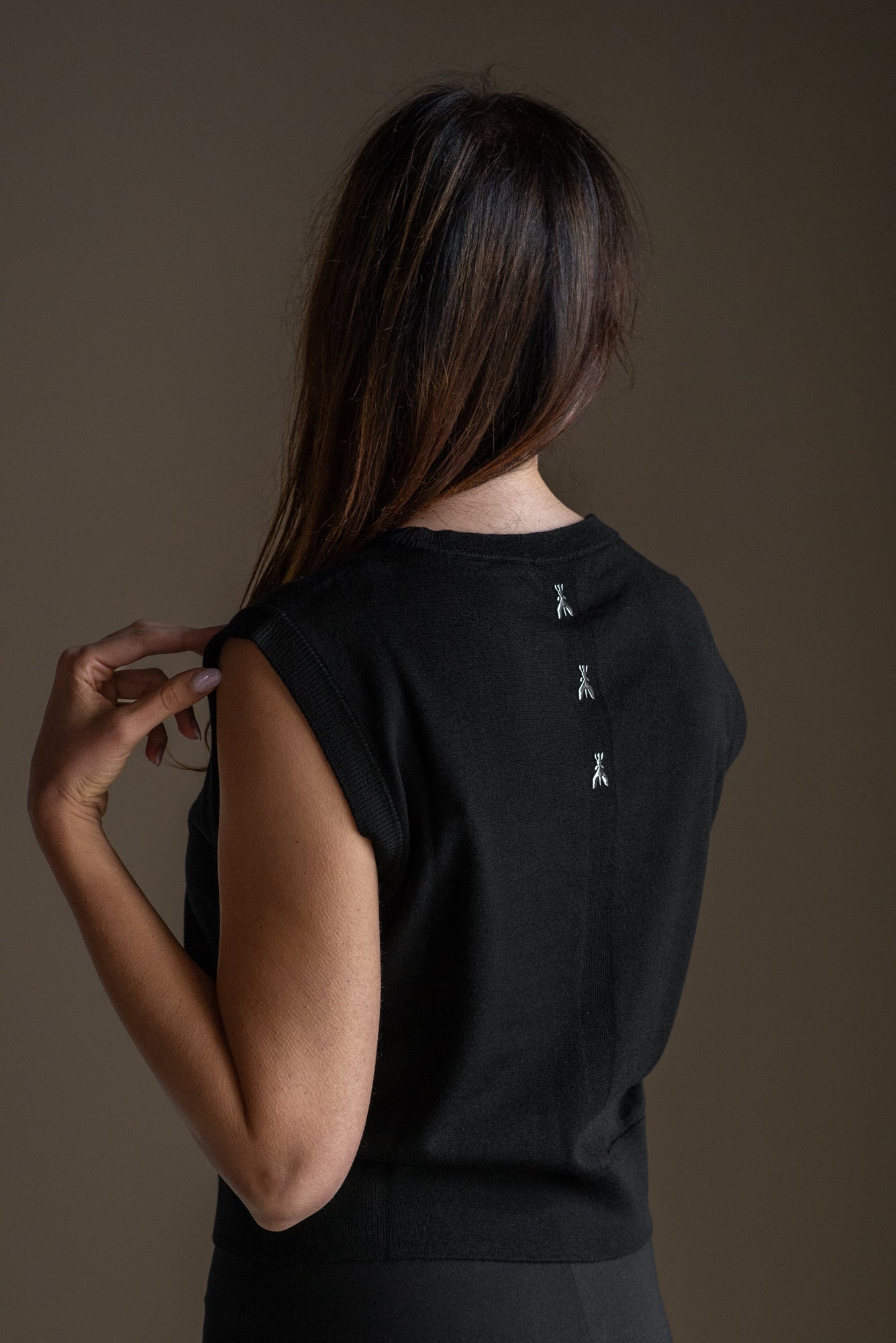 Gilet girocollo in lana Neri Patrizia Pepe