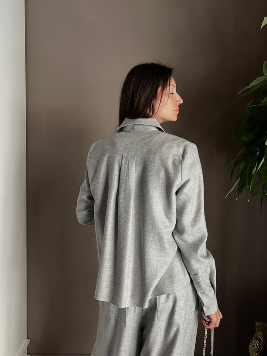 Camicia in flanella grigio perla