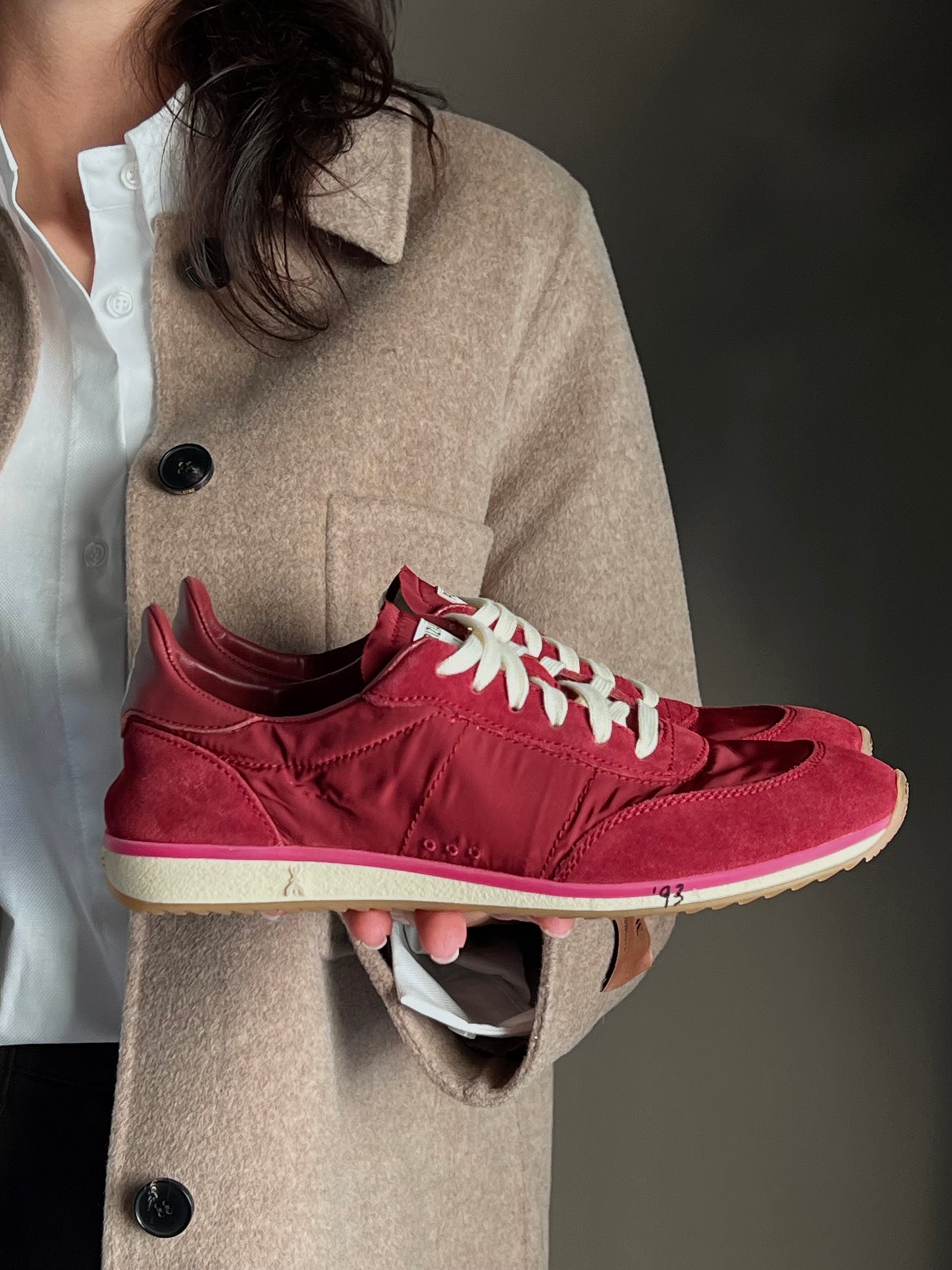 Sneakers running in suede Glossy Red