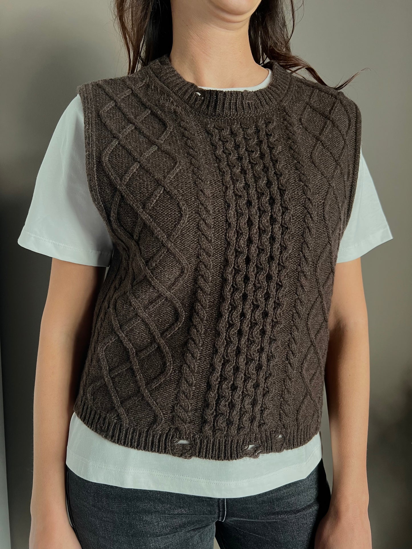 Gilet in maglia a treccia