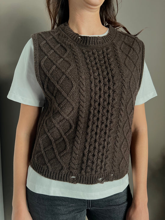 Gilet in maglia a treccia