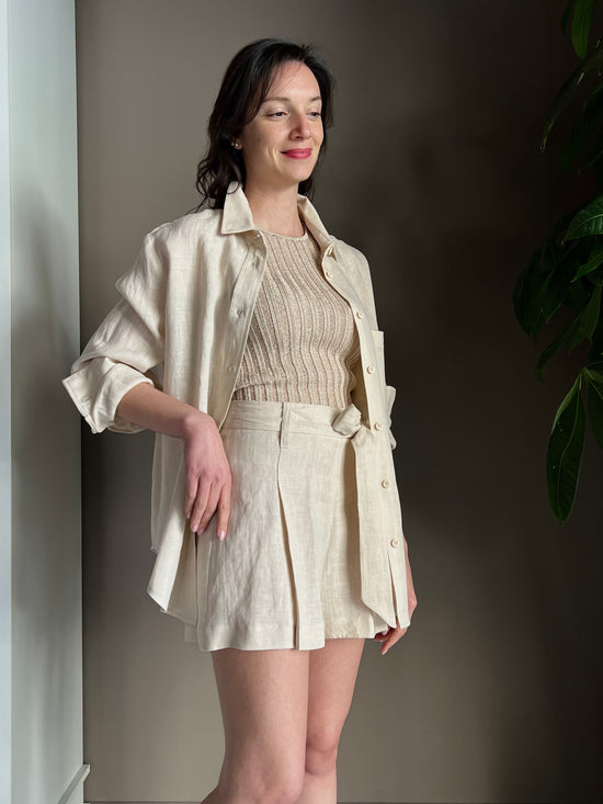 Shorts in lino beige