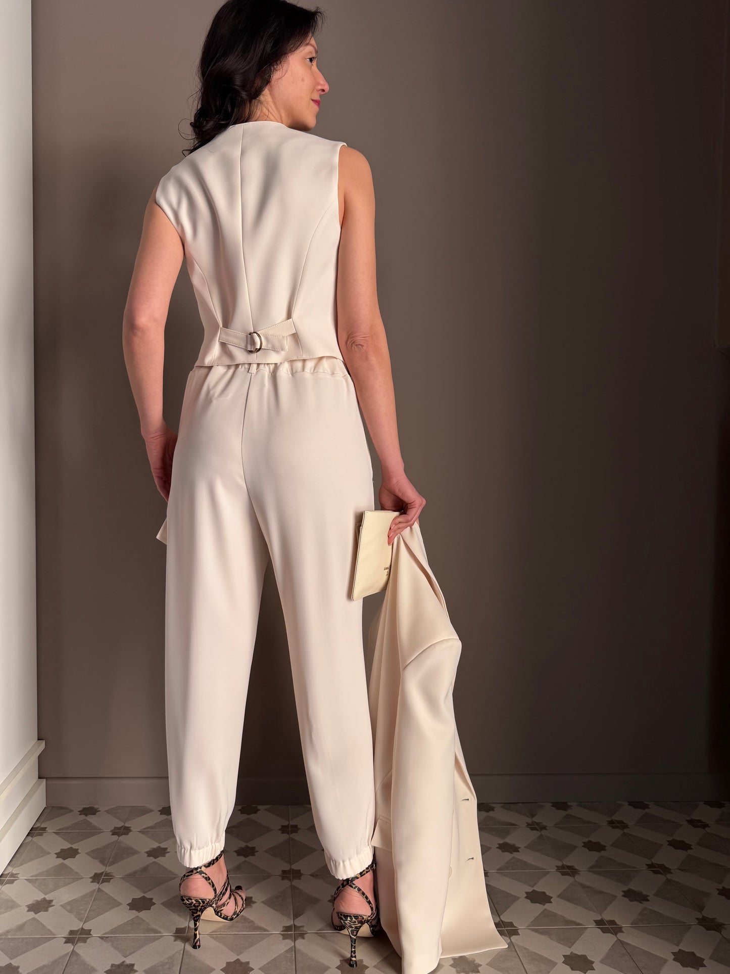 Gilet in crepe burro