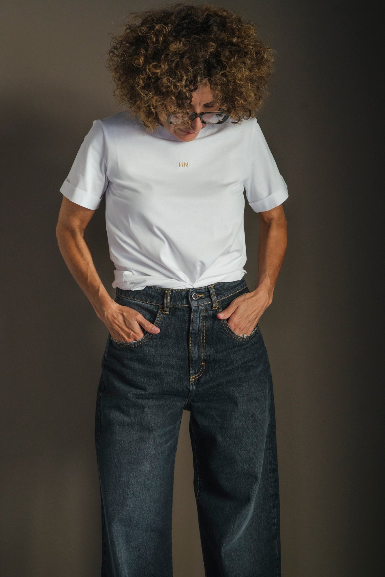 Pantalone denim modello Poppy- Grigio nero
