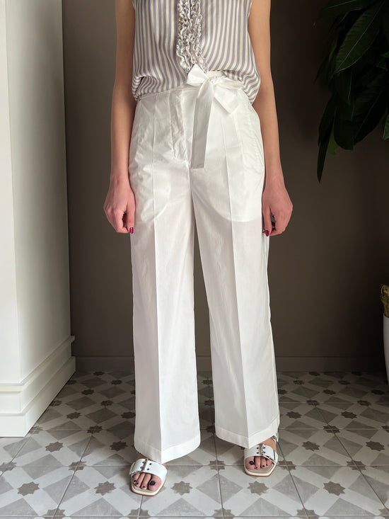 Pantalone in cotone bianco Solo Tre