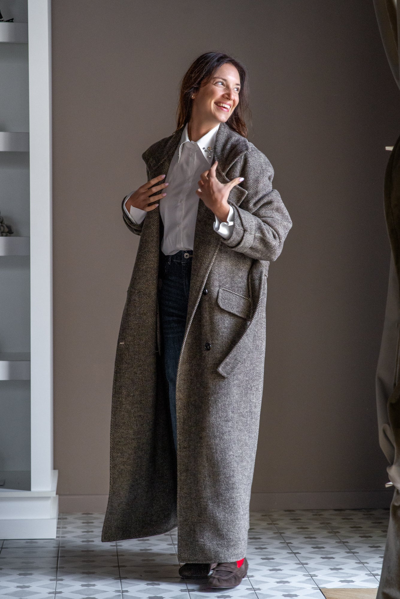 Cappotto Lungo a Spina di Pesce – Alessia Santi