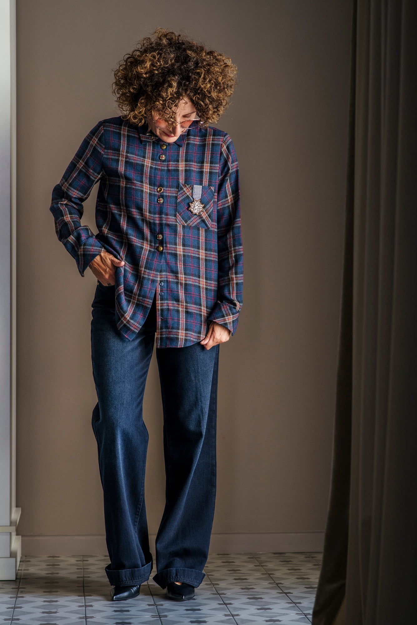 Camicia in flanella tartan blu
