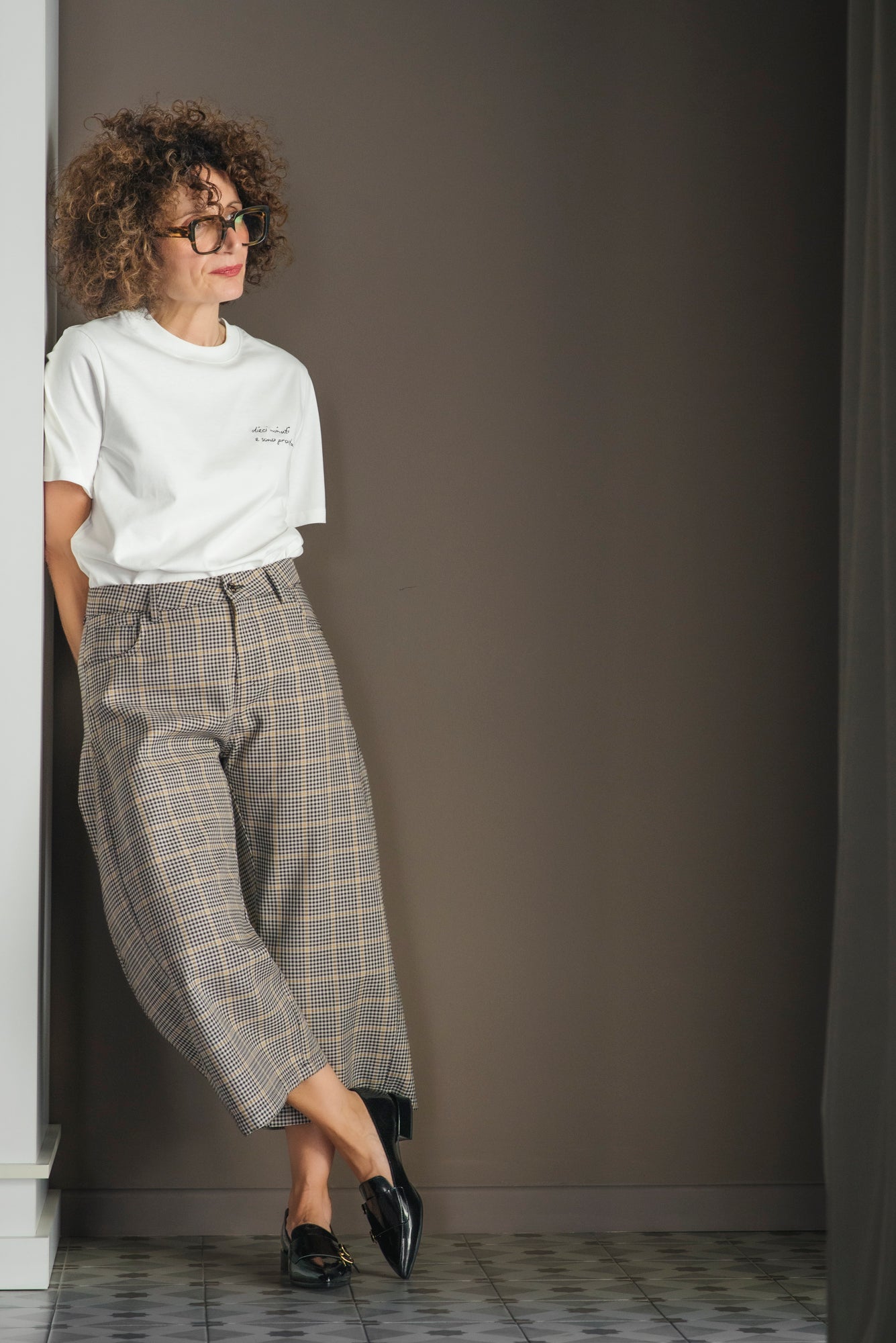 Pantalone cropped ceck