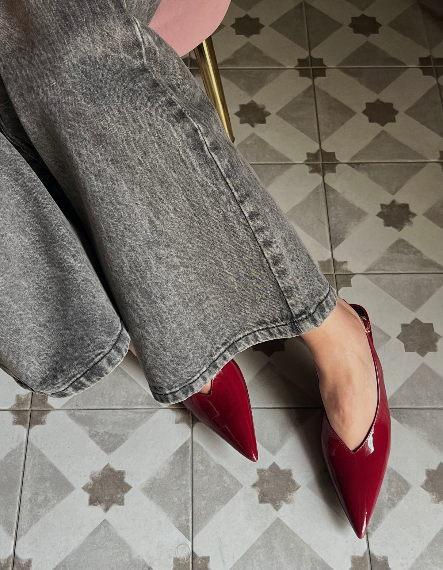 Slingback in vernice glossy Red