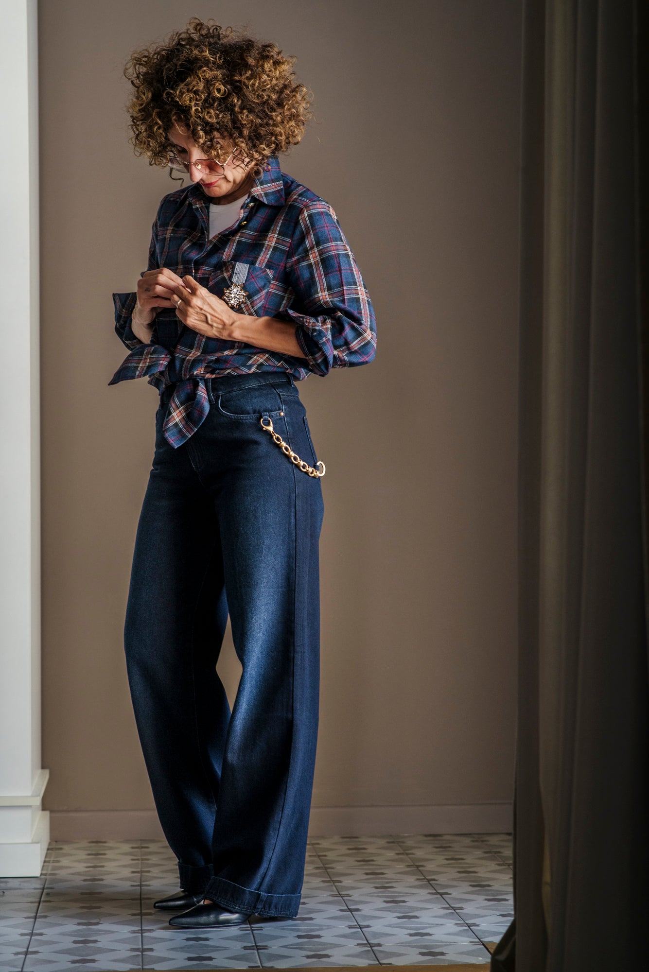 Pantalone denim Nenette blu notte