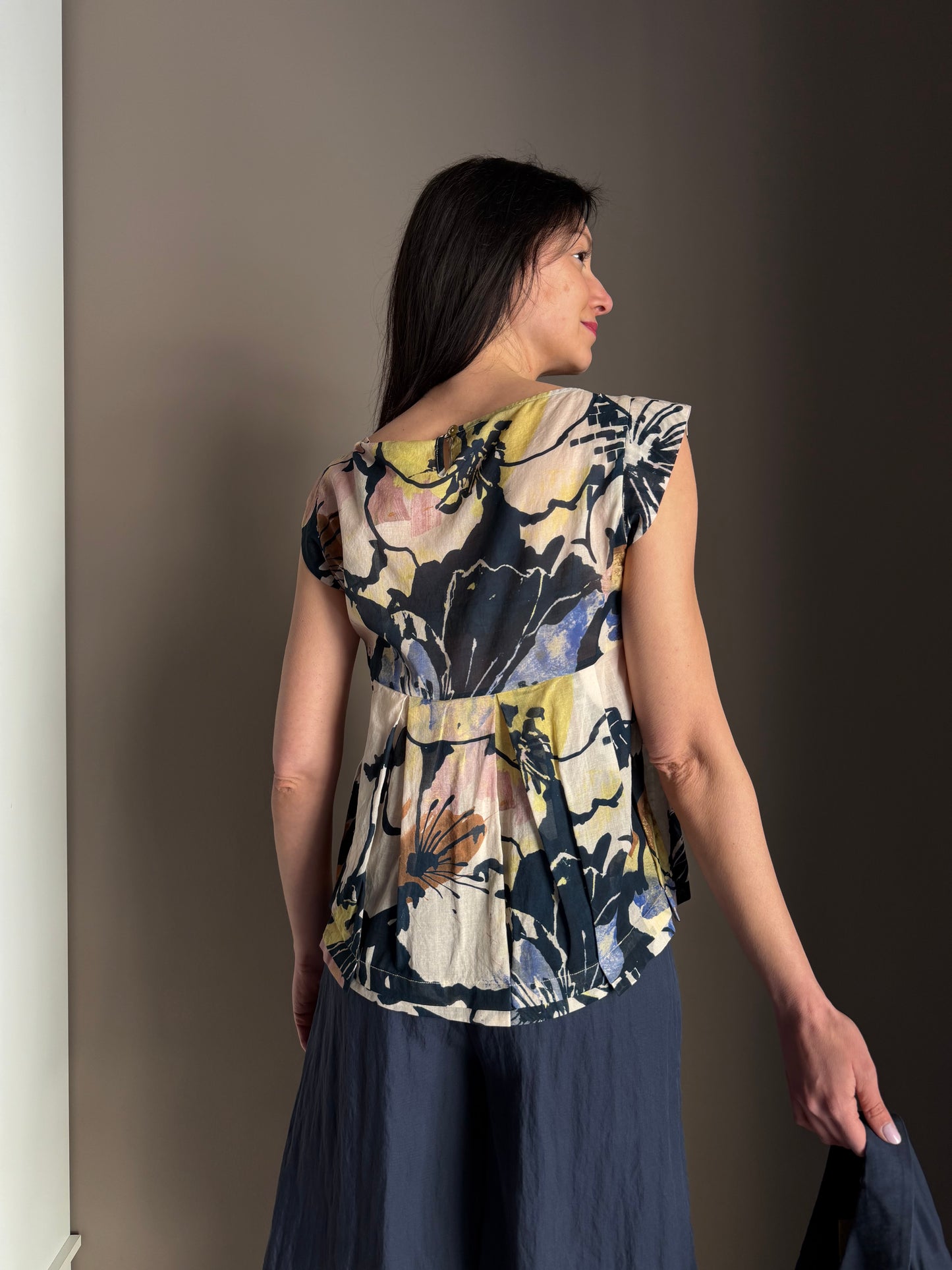 Top in bussola di cotone fantasy