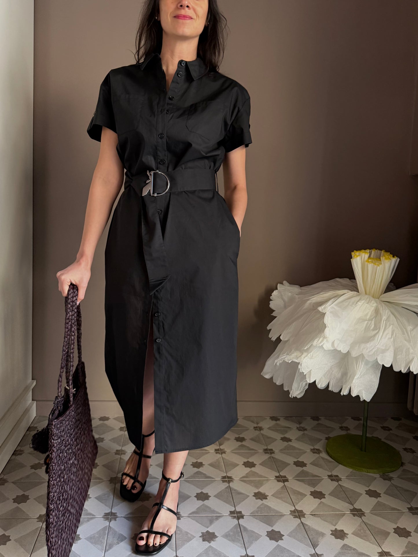 Chemisier in cotone nero