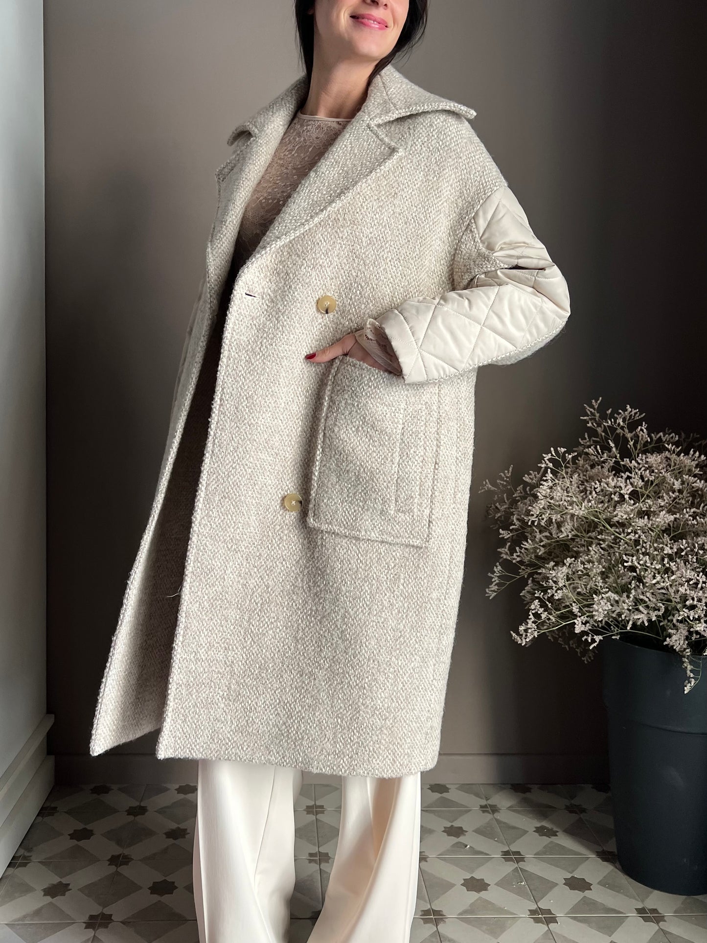 Cappotto midi in misto lana