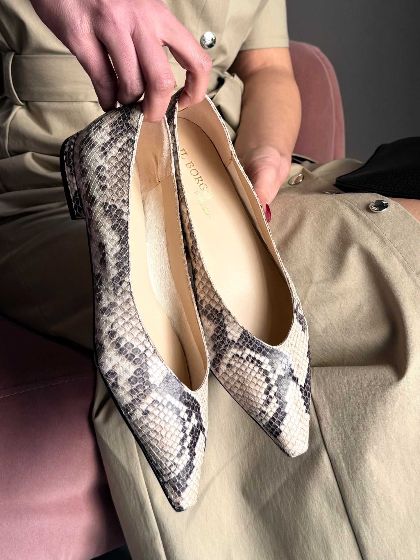 Ballerina flat in pelle stampa pitone