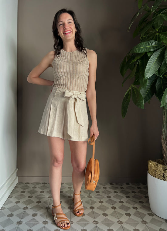 Shorts in lino beige