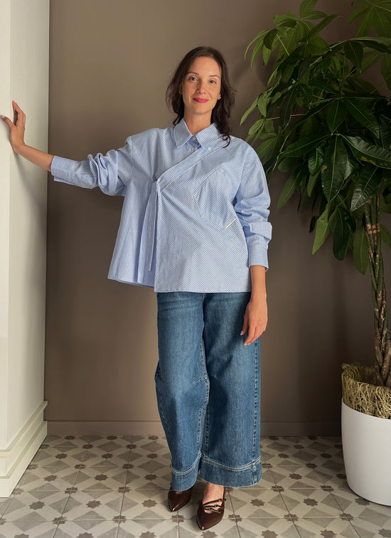 Camicia in cotone asimmetrico